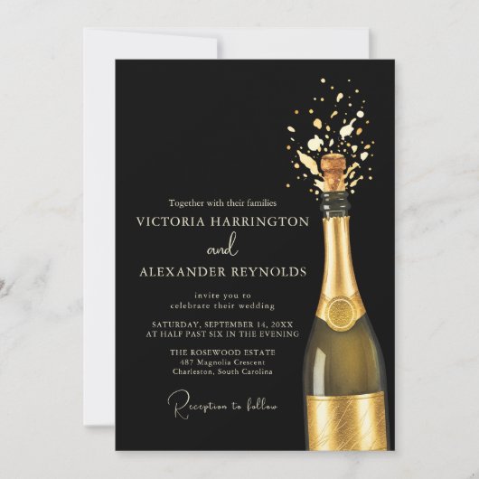 Invitation Elegant Champagne Wedding (Devant)