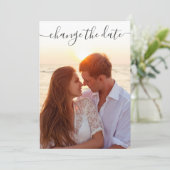 Invitation Élégant Changer la date reportée Mariage PHOTO (Debout devant)