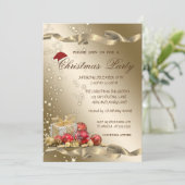 Invitation Élégant, Chapeau de Père Noël, Fête de Noël (Debout devant)