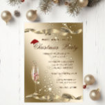 Invitation Élégant, Chapeau de Père Noël, Fête de Noël Vin<br><div class="desc">Une élégante invitation de fête de vacances avec une coupe de champagne avec chapeau de Santa sur arrière - plan or. Ces belles invitations de Noël sont parfaites pour les invitations à des dîners de Noël, les invitations à des échanges de cadeaux de Noël, les collectes de fonds de Noël,...</div>