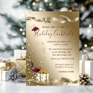 Invitation Élégant,Chapeau de Père Noël,Noël Cocktail