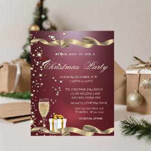 Invitation Élégant,Chapeau de Père Noël,Verre,Rouge Noël d'en