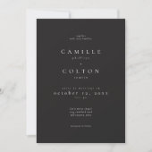 Invitation Elegant Charcoal Black Minimalist Wedding (Devant)