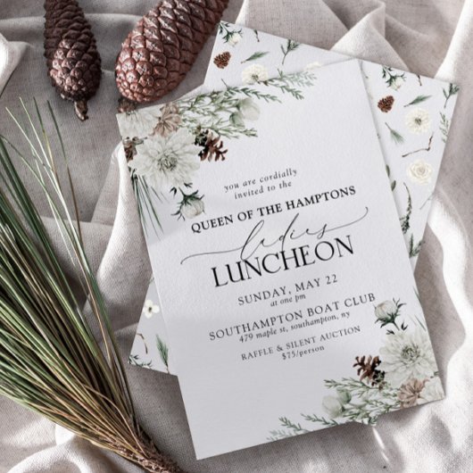 Invitation Élégant Charity Lunch Aquarelle hiver