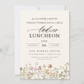 Invitation Élégant Charity Lunch Fleur sauvage aquarelle (Devant)