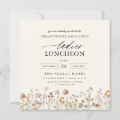 Invitation Élégant Charity Lunch Fleur sauvage aquarelle (Devant)