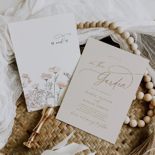 Invitation Élégant charme Monogram Fleur sauvage ivoire Maria