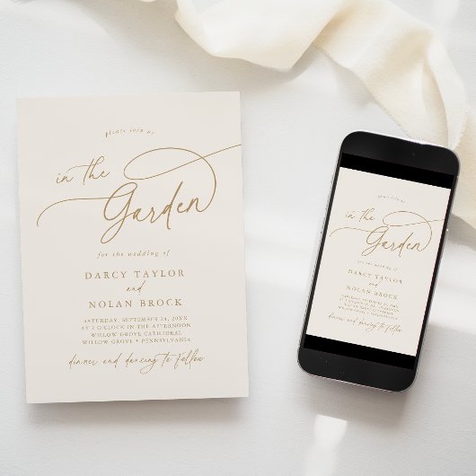 Invitation Élégant charme Monogram Fleur sauvage ivoire Maria