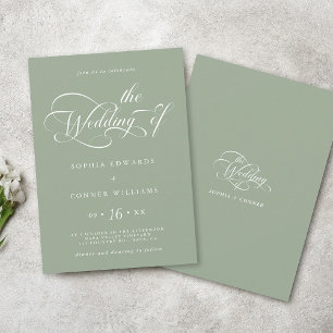 Invitation Élégant charme Script Mariage Sage Green