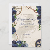 Invitation Elégant Charro Blue Rose Western Ranch Quinceanera (Devant)