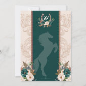 Invitation Élégant Charro Floral Vert Quinceanera Ouest (Dos)