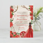 Invitation Élégant Charro Red Roses Ranch occidental Quincean (Debout devant)