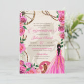 Invitation Elégant Charro Rose Rose Ranch Occidental Quincean (Debout devant)