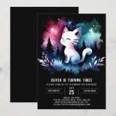 Invitation Élégant chat adorable Anniversaire (Devant / Derrière)