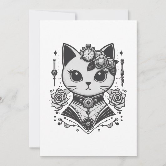 Invitation Élégant chat victorien Steampunk (Devant)
