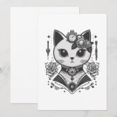 Invitation Élégant chat victorien Steampunk (Devant / Derrière)
