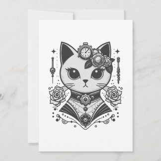 Invitation Élégant chat victorien Steampunk