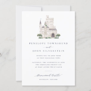 Invitation Elégant château d'aquarelle Mariage d'illustration
