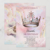 Invitation Élégant Château de la Couronne Princess Rainbow An (Devant / Derrière)