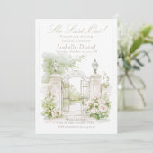 Invitation Elégant Château Français Pastel Jardin Marial (Debout devant)