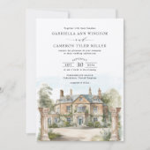Invitation Elégant Château Manoir Anglais Destination Mariage (Devant)