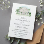 Invitation Élégant Château | Mariage de l'aquarelle<br><div class="desc">Doté d'une aquarelle illustrant un manoir, et d'un paysage verdoyant avec des caractères élégants. Ce faire-part de mariage d'inspiration vintage est parfait pour les mariages du printemps, de l'automne et du jardin. Ajoutez votre libellé personnalisé à cette conception à l'aide des cases "Modifier ce modèle de conception" situées à droite...</div>