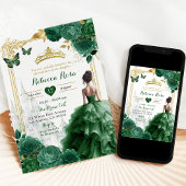 Invitation Elégant Château Royal Emerald Green Quinceañera