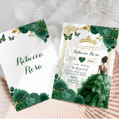 Invitation Elégant Château Royal Emerald Green Quinceañera