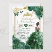 Invitation Elégant Château Royal Emerald Green Quinceañera (Devant)