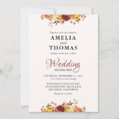 Invitation Elégant Chaud Chaud Automne Aquarelle Floral Maria (Devant)