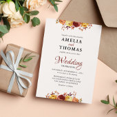 Invitation Elégant Chaud Chaud Automne Aquarelle Floral Maria