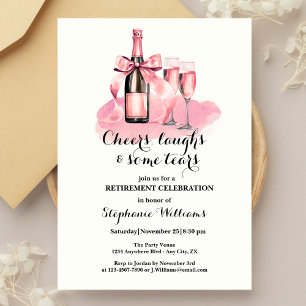 Invitation Elégant Cheers Laughtes Larmes Champagne Retraite