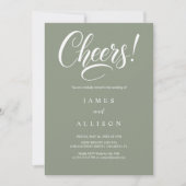 Invitation Elegant Cheers Script Sage Green Wedding (Devant)