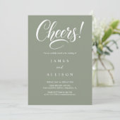 Invitation Elegant Cheers Script Sage Green Wedding (Debout devant)