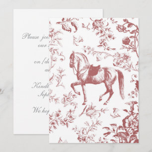 Invitation Élégant Cheval Floral en Bois de rose Vintage