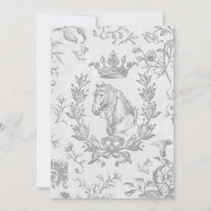 Invitation Élégant Cheval gris Vintage Couronne Laurel Bow Cr