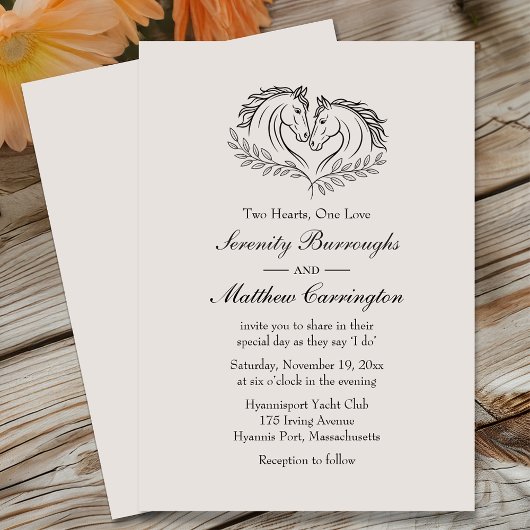 Invitation Élégant Cheval Rustique Pays Mariage de l'Ouest