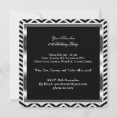 Invitation Elégant Chevron Black Silver Hommes de fête d'anni (Dos)