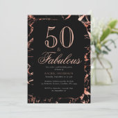 Invitation Élégant Chic 50e anniversaire Rose Gold Black Part (Debout devant)