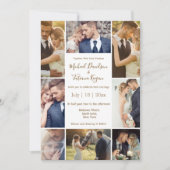 Invitation élégant chic 8 photos collage brun mariage (Devant)