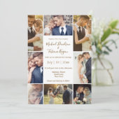 Invitation élégant chic 8 photos collage brun mariage (Debout devant)