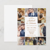 Invitation élégant chic 8 photos collage brun mariage (Devant / Derrière)