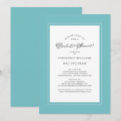 Invitation Elegant Chic Aqua Mariage Fête des mariées (Devant / Derrière)