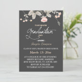 Invitation Elégant chic aquarelle Floral Graduation CARD (Debout devant)
