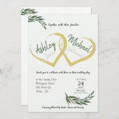 Invitation Élégant Chic Aquarelle Mariage Cordial Vert (Devant / Derrière)