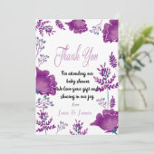 Invitation Elégant chic Aquarelle Purple Royal merci (Debout devant)