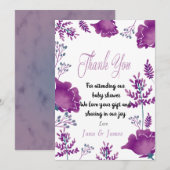 Invitation Elégant chic Aquarelle Purple Royal merci (Devant / Derrière)