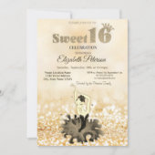 Invitation Élégant Chic Ballerina Gold Bokeh Sweet 16 (Devant)