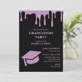 Invitation Élégant Chic Black and Pink 2025 Graduation Party (Debout devant)