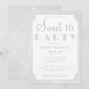 Invitation Élégant chic blanc Parties scintillant Sequins Swe